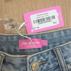 Edikted Baggy Jeans Low Rise Embroidered Barbie Size XS Blue Pink thumbnail 2