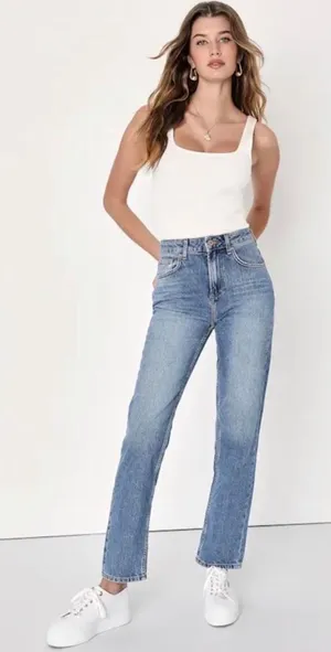 We The Free Pacifica High Rise Slim Straight Leg Jeans Blue 31 thumbnail 1