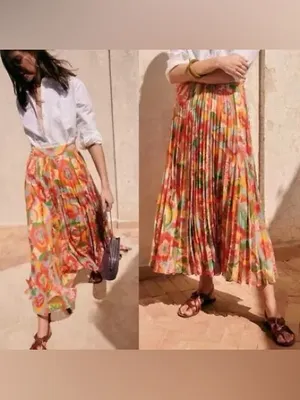 Sezane Dilo Jupe 70s Floral Pleated Midi Skirt , 34/US 2 thumbnail 10
