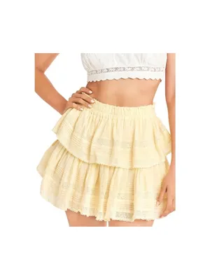 LoveShackFancy Ruffle Mini Skirt in yellow NWOT thumbnail 3