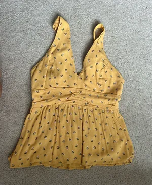 Yellow and Floral Halter Top  thumbnail 1