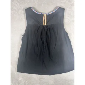 Anthropologie Akemi + Kin Knit Top Black Bohemian Embroidered Beads Size L thumbnail 7