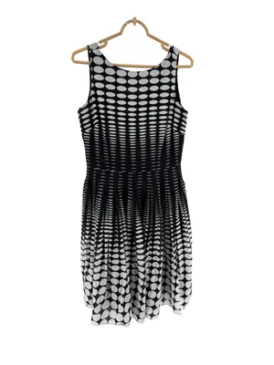 Talbots Black and White Polka Dot knee length Dress 8 cotton career party event thumbnail 2