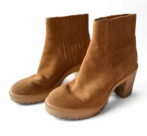 Dolce Vita Women’s Castor H20 Waterproof Suede Ankle Boot Chunky Heel Camel thumbnail 1