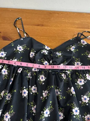 Free People Bubble Black Floral Mini Dress with Lavender & Green Accents thumbnail 7