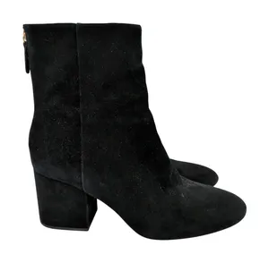 J.Crew Sadie Black Suede‎ Block Heel Ankle Boots K0055 Round Toe Womens 8.5 thumbnail 1