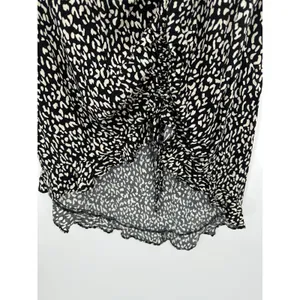 Ophelia Roe Midi Skirt Women XL Black‎ Cream Cinch Ruffle Chic Feminine Milkmaid thumbnail 3