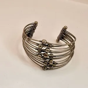 Silver tone multi strand cuff bracelet thumbnail 3