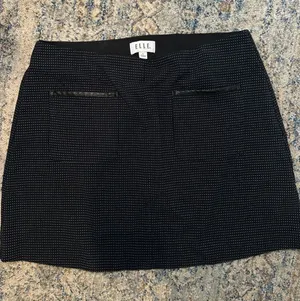 Elle Womens Black Dot Pindot A-Line Mini Skirt Size L thumbnail 1
