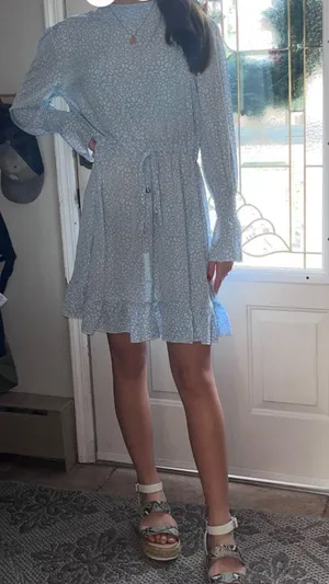 SheIn Baby Blue cheetah print dress thumbnail 1