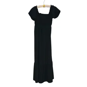 Kaileigh Womens Maternity A-Line Maxi Dress XS Black Cottage Boho Milkmaid thumbnail 3