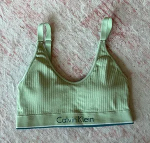 Calvin Klein Sage Green Ribbed Comfort Bralette thumbnail 1