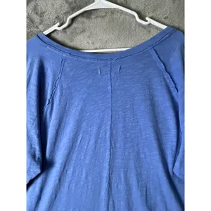 Free People Aria Trapeze Long Sleeve Tunic Top Oversized Size Medium Blue thumbnail 4
