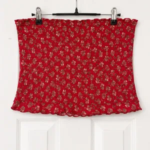 Free People Poppy Tube Top NWT Red Floral Strapless Smocked Removable Straps Lg thumbnail 4