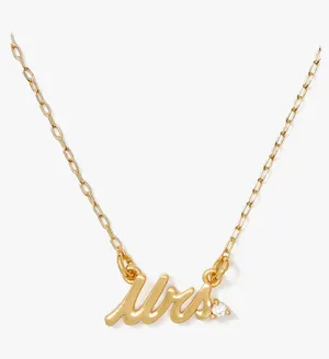 Kate Spade "Mrs" Gold Tone Necklace Size 18” chain thumbnail 1