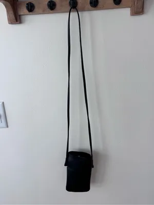 minimalist black leather mini crossbody purse 90s y2k sleek shoulder bag thumbnail 7
