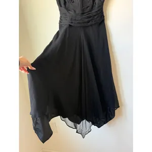 Donna Ricco Y2K Vintage Black Silk Beaded Handkerchief Cocktail Dress Size 8 thumbnail 8