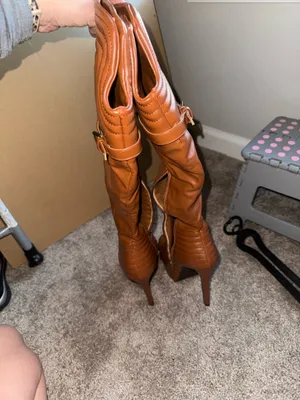 Jessilyn Brown Knee High Stiletto Boots Size 6.5-7 thumbnail 5