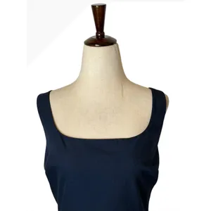 BHLDN Ashlynn Gown Women 12‎ Midnight Blue Square Neck Side Slit Crepe Formal thumbnail 4
