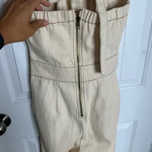 Anthropologie Moon River cream denim belted halter wide leg jumpsuit‎ small chic thumbnail 9