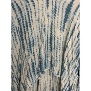 Seven7‎ Tie Dye Blouse Womens XL Blue White Excellent Frayed Hem Long Sleeve Top thumbnail 2