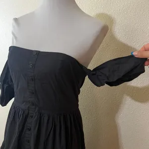 Staud Elio Dress Off The Shoulder Tiered Midi Faded Black Cotton WOMENS 6 thumbnail 3