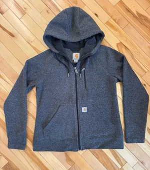 EEUC Carhartt charcoal fleece full zip hoodie size small thumbnail 1