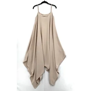 SHEIN Beige Handkerchief Hem Midi Dress Flowy Minimalist Boho Chic Lagenlook SM thumbnail 2