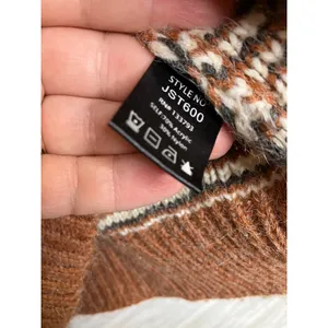 POL Sweater Womens Medium Brown Geometric‎ Diamond Knit Crochet Trim Good JST600 thumbnail 5
