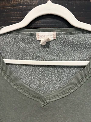 Altar'd State Green Raw Hem Waffle Knit Pullover Oversized Cropped Sweatshirt thumbnail 3