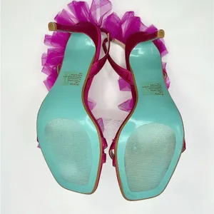 Betsey Johnson Devon Pink Tulle Ruffle Heels Sandals 7.5 Wedding Party‎ Barbie thumbnail 10