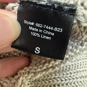 Jenni Kayne Cropped Linen Crewneck Summer Fall Sweater Natural Beige Small thumbnail 5
