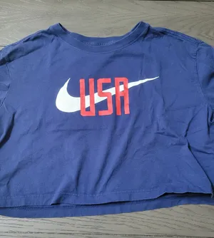 Nike USA Blue Crop Tee with Swoosh Women's L thumbnail 1