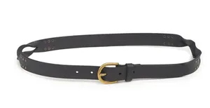 NEW  Black D-Ring Twisted Stud Leather Belt size large thumbnail 1