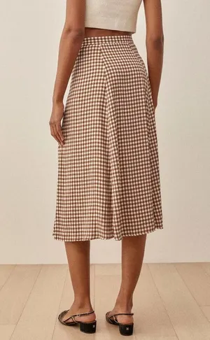 💕REFORMATION💕 Hermosa Skirt ~ Chestnut Check 12 NWOT thumbnail 5