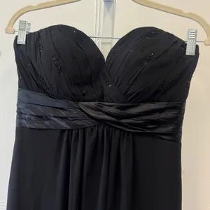 Bill Levkoff Black Strapless Sweetheart Sequin Chiffon Gown Dress Size 8 Formal thumbnail 3