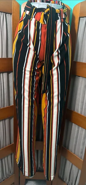 Adrienne Vittadini Black, Mustard & Rust Striped Wide-Leg Pants thumbnail 1