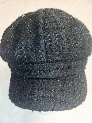 Vintage Y2K Textured Black Tweed Newsboy Cap Cabbie Hat thumbnail 2