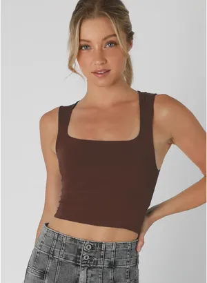 Brown Square Neck Top Amazon Tank thumbnail 1