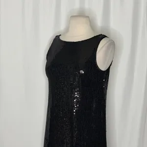 FREE PEOPLE Black Sequin Shift Mini Dress Scoop Back Party Cocktail Size 2 thumbnail 5
