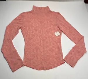 Intimately Free People Turtleneck Top Medium Rose Pink‎ Burnout Floral NEW *FLAW thumbnail 1