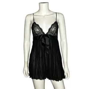 Victoria’s Secret Black Lace Satin Bow Babydoll Slip Dress Y2K Lingerie Flowy M thumbnail 2