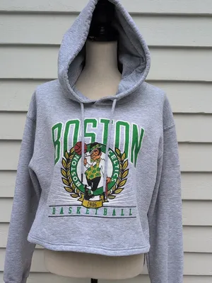 NBA Boston Celtics Grey Cropped Hoodie thumbnail 1