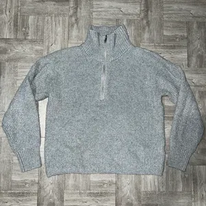 Old Navy Gray Knit Half Zip Pullover Size XS thumbnail 1