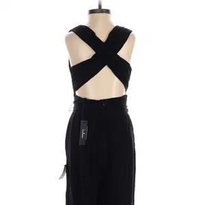 Lulus Trendy Aesthetic Black Smocked Tie Back Wide Leg Jumpsuit thumbnail 9