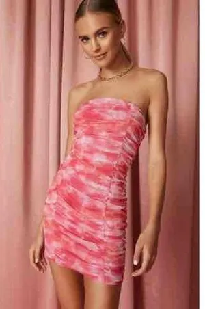 Superdown Womens Pink Strapless Ruched Bodycon Micro Mini Dress Small thumbnail 2