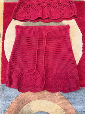 Universal Threads Target  Crochet Red Two Piece Matching Set Women’s Size XS / S thumbnail 3