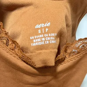 Aerie Ribbed Lace Trim‎ Bralette Tank Top Brown Women's Size Small thumbnail 5