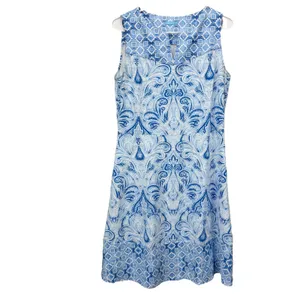 J‎ McLaughlin Blue Catalina Cloth Sleeveless A Line Dress Size MEDIUM thumbnail 3