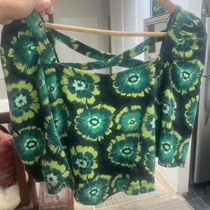 Free People green floral/ crossed back straps sz L thumbnail 2